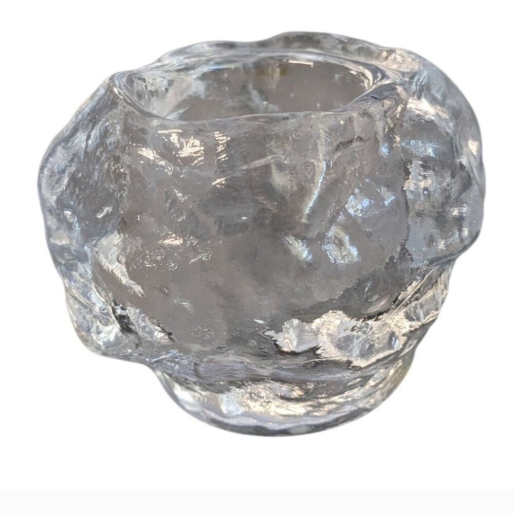 Vintage Kosta Boda Sweden Crystal Snowball Votive Candle Holders